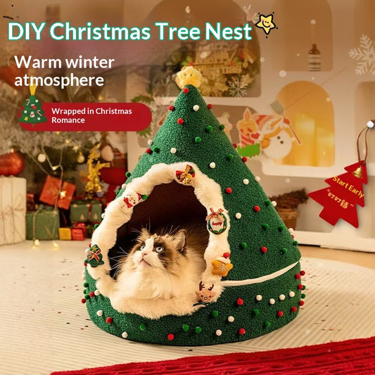 Closed And Plush Thick Christmas Cat Litter